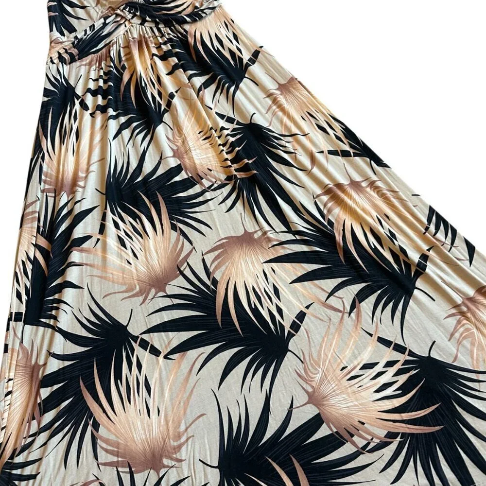 Soft Surroundings Tropical Print Sleeveless Dress Neutral Size Medium Women's
